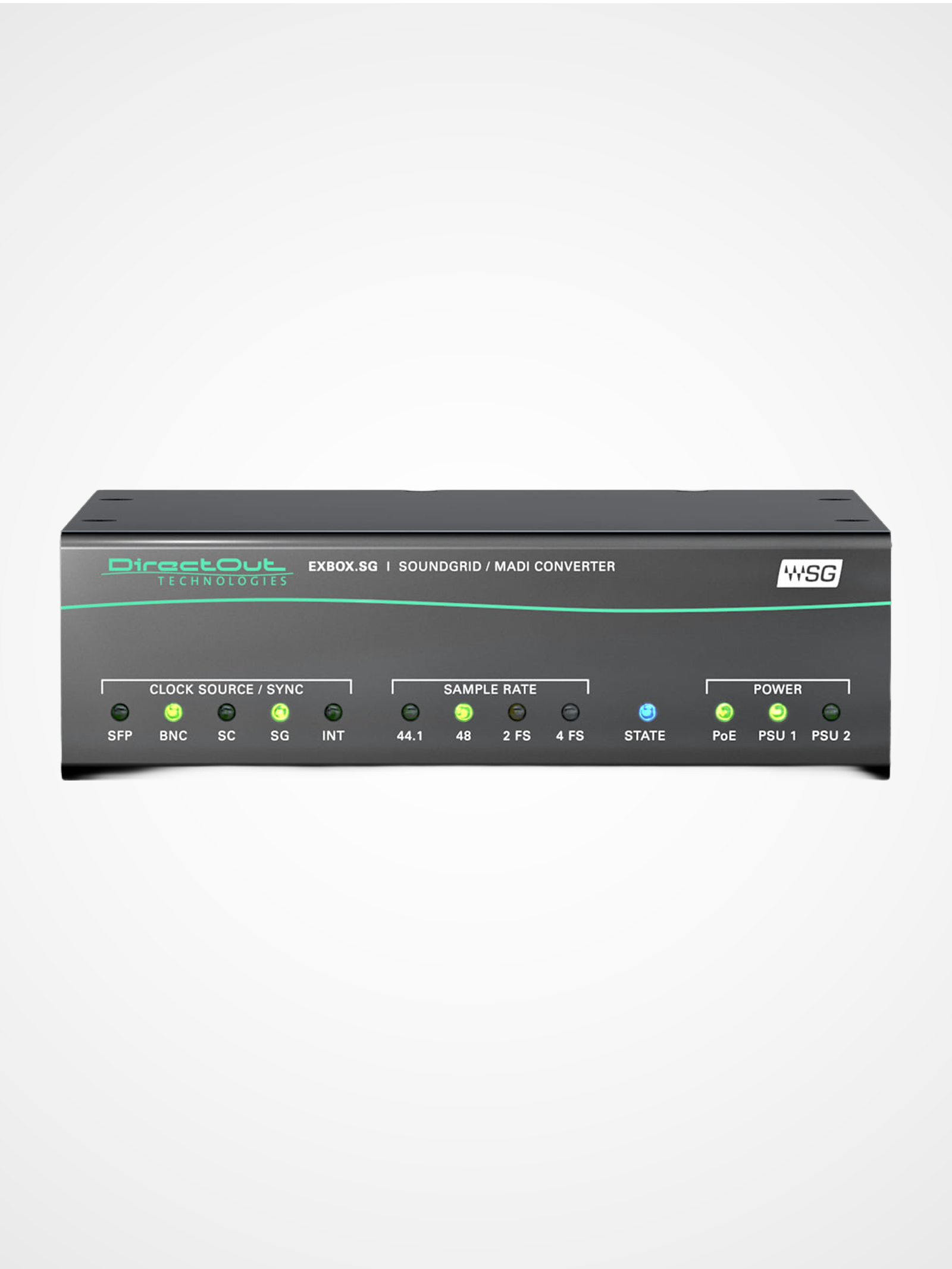 DirectOut EXBOX compact MADI audio interface front view for live sound and broadcast signal conversion