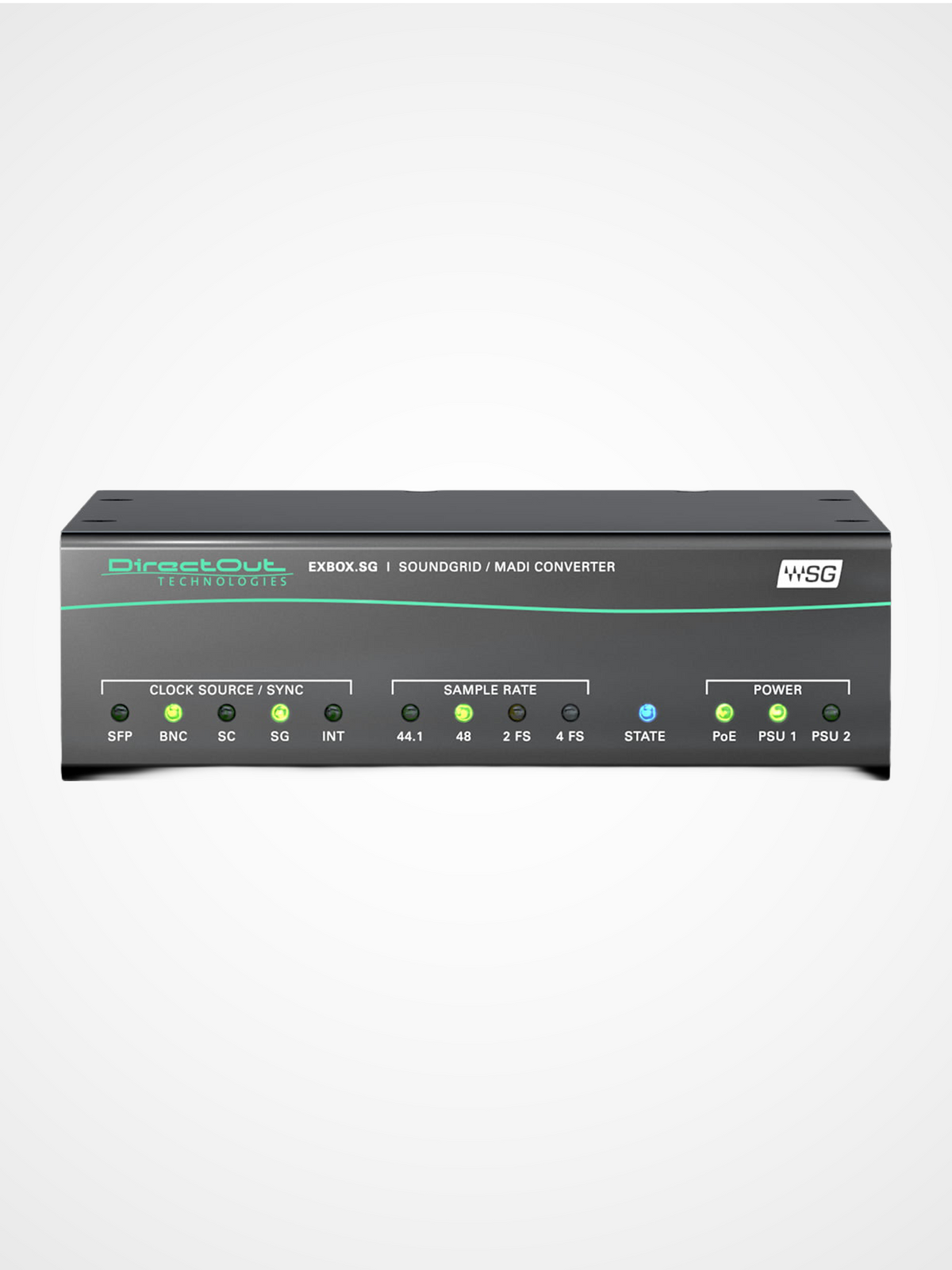 DirectOut EXBOX compact MADI audio interface front view for live sound and broadcast signal conversion