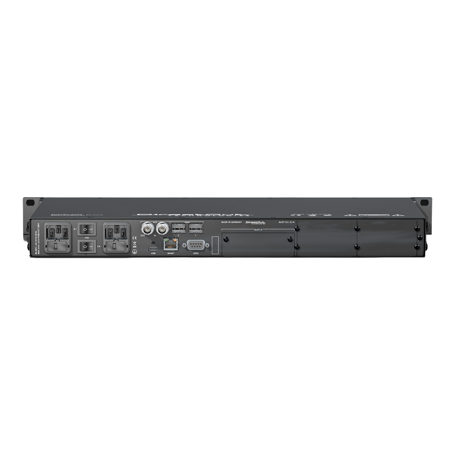 DirectOut MAVEN.A modular IO slots supporting Dante MADI SoundGrid AES67 and AVB audio networking