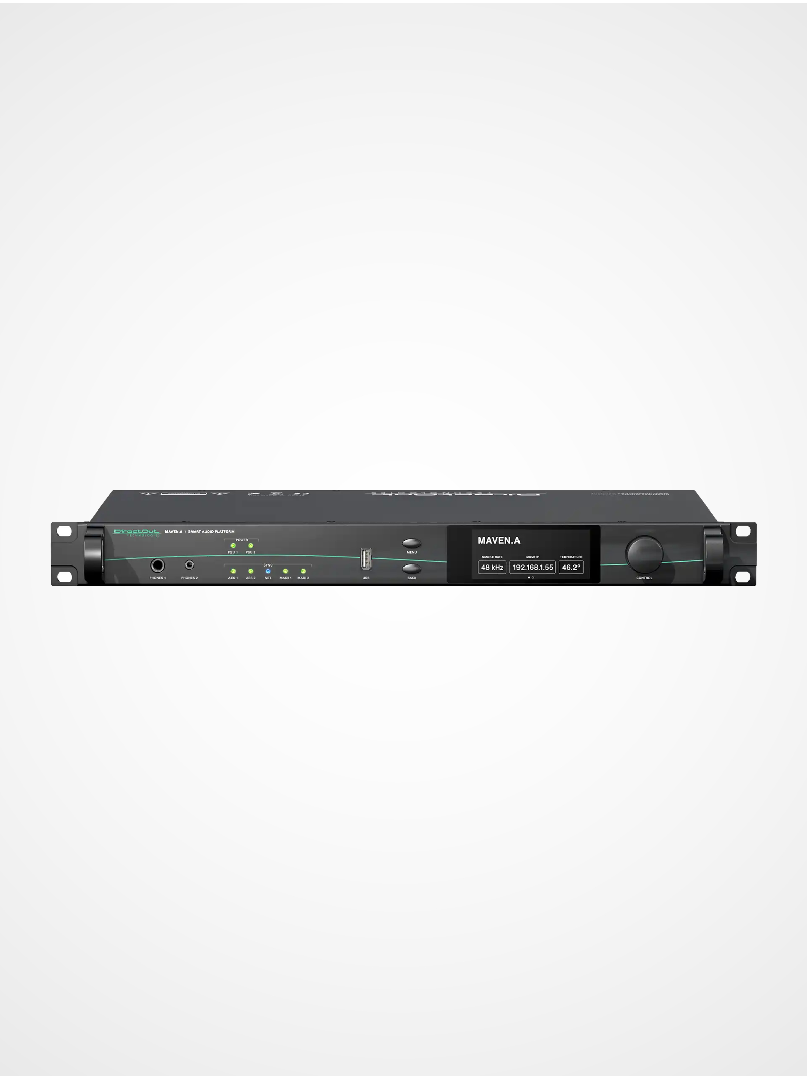 DirectOut MAVEN.A smart audio platform with modular I/O slots for Dante, MADI, SoundGrid, AES67, and AVB networking in live sound and broadcast systems