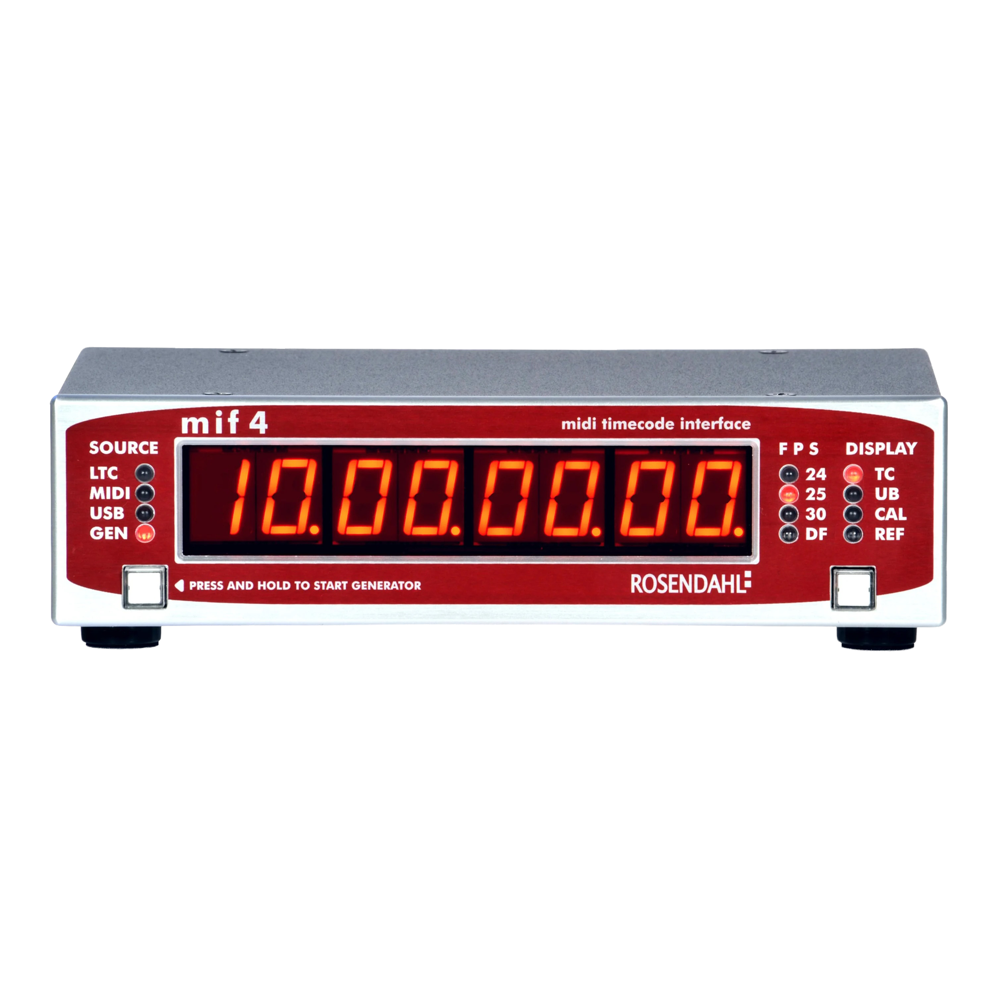 Rosendahl MIF4 SMPTE timecode converter reading and generating LTC and MTC for broadcast and live production workflows