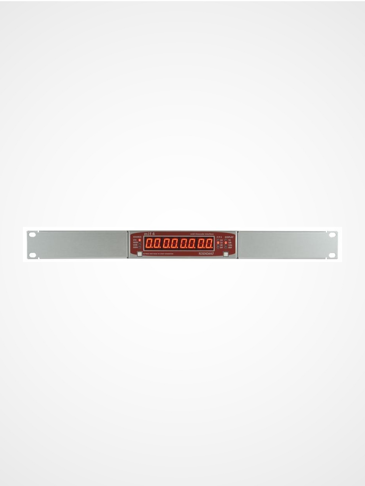 Rosendahl MIF4 timecode interface mounted in a 19-inch rack using DirectOut rack ears kit