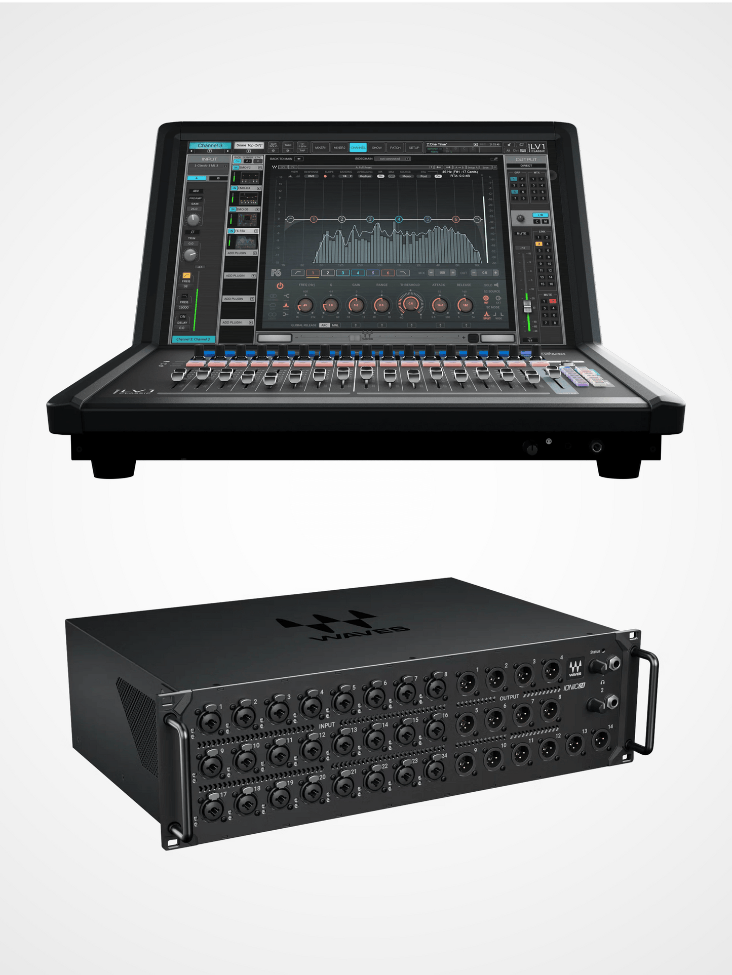 Waves Ionic 24 integrated with LV1 live mixing system for stage audio