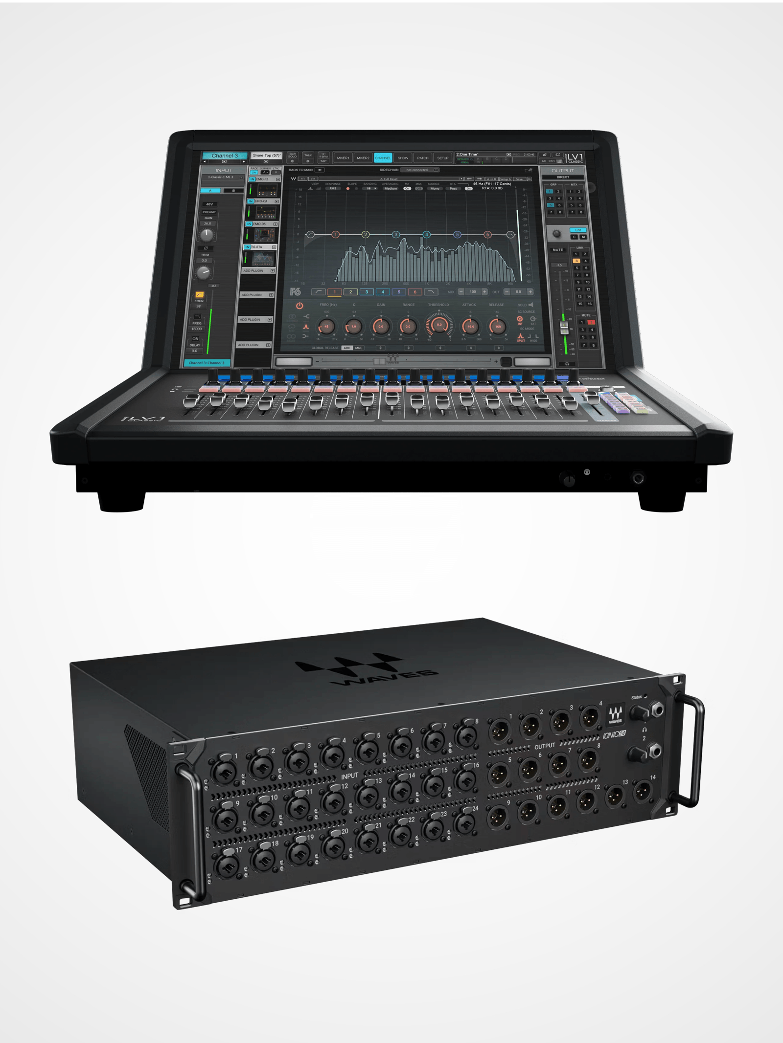 Waves Ionic 24 integrated with LV1 live mixing system for stage audio