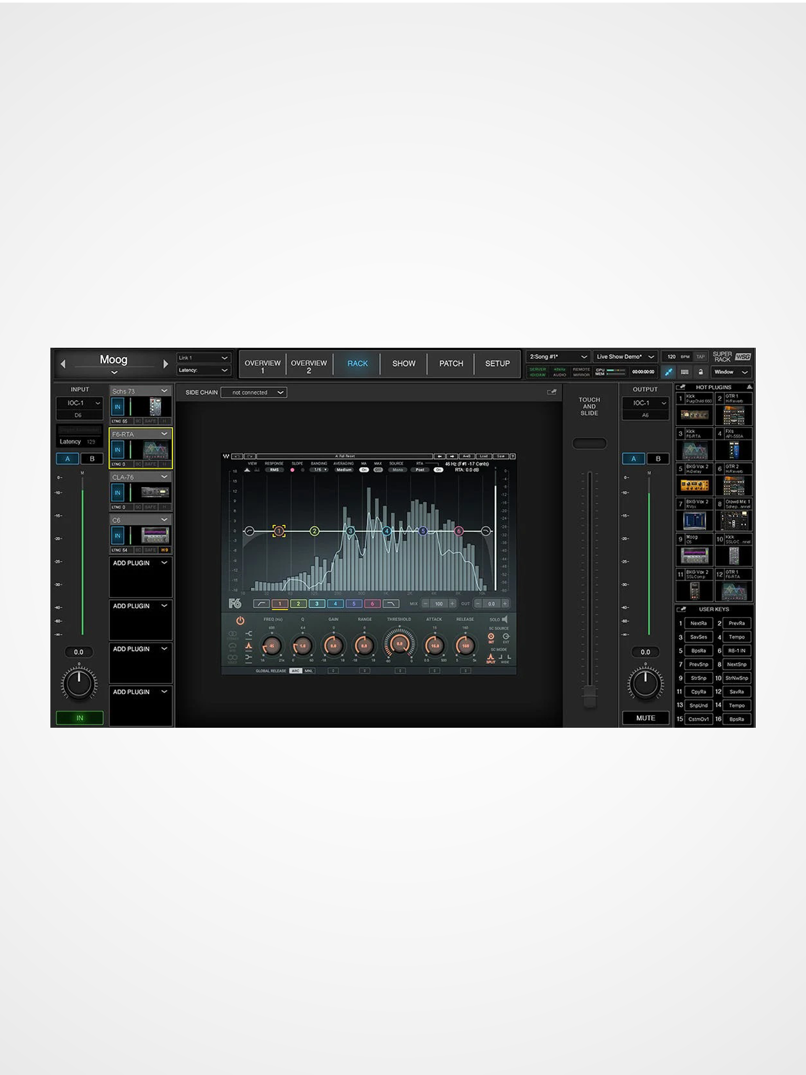 Waves SuperRack SoundGrid live plugin rack system for professional FOH and broadcast mixing
