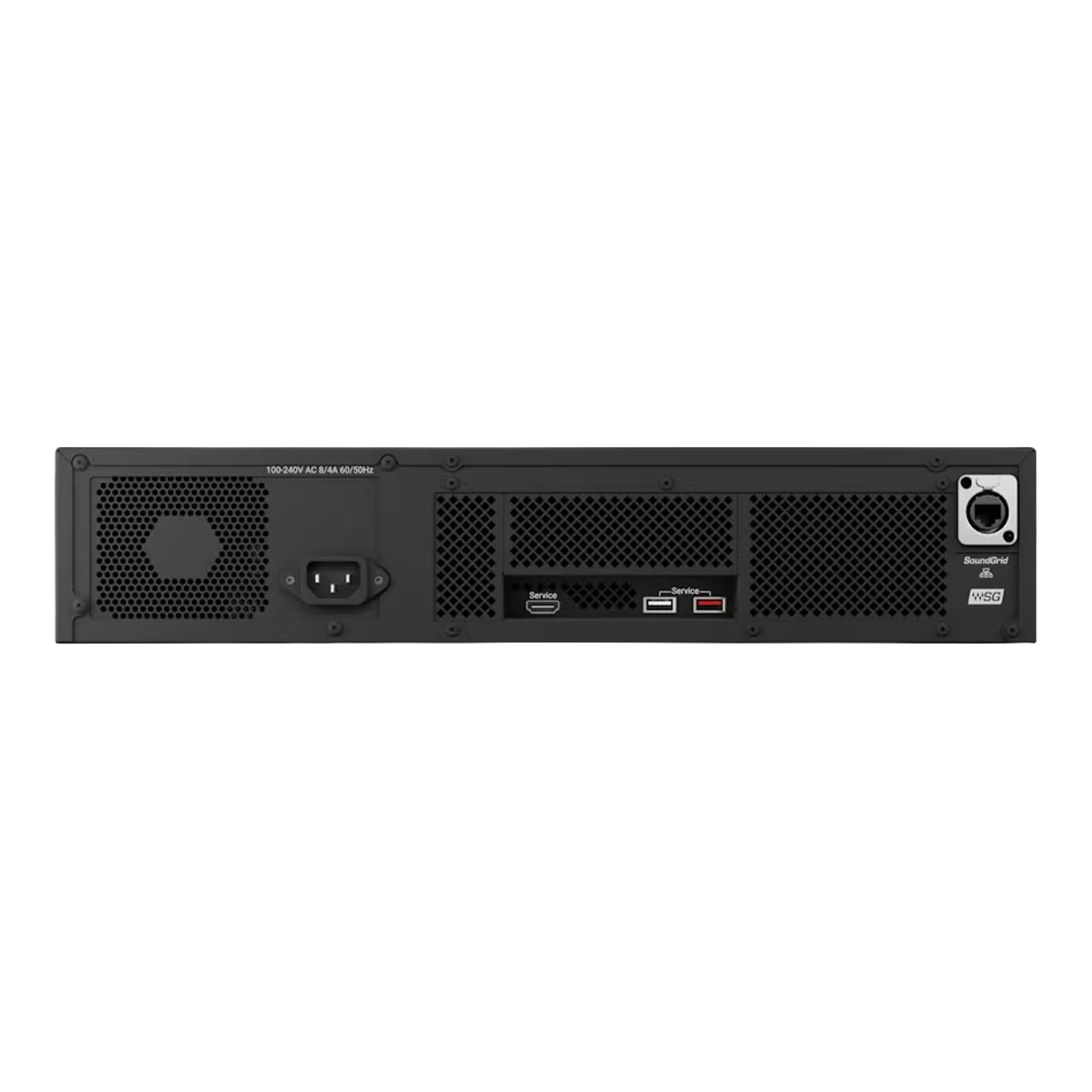 Waves Titan SoundGrid server rear panel with ethernet SoundGrid connection and power input